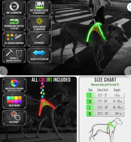 Image of Noxgear LightHound - Multicolor LED Illuminated, Reflective Dog Harness