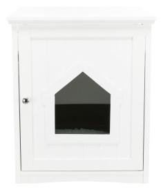 Image of Trixie Pet Standard Wood Litter Box Enclosure with Top Shelf, White