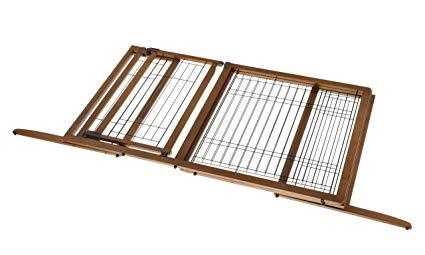 Image of Deluxe Freestanding Dog Pen And Gate By Richell- Wood Finish- 94189
