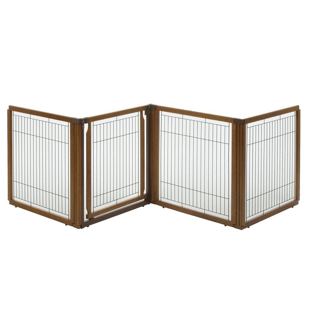 Richell USA 3-In-1 Convertible Elite Pet Gate- 4 or 6 Panel- Wooden Finish