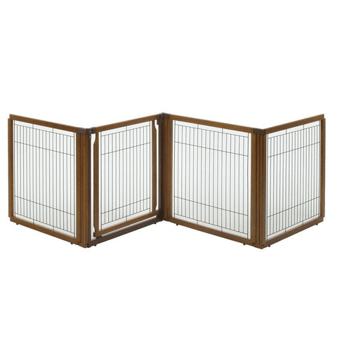 Image of Richell USA 3-In-1 Convertible Elite Pet Gate- 4 or 6 Panel- Wooden Finish