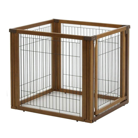 Image of Richell USA 3-In-1 Convertible Elite Pet Gate- 4 or 6 Panel- Wooden Finish