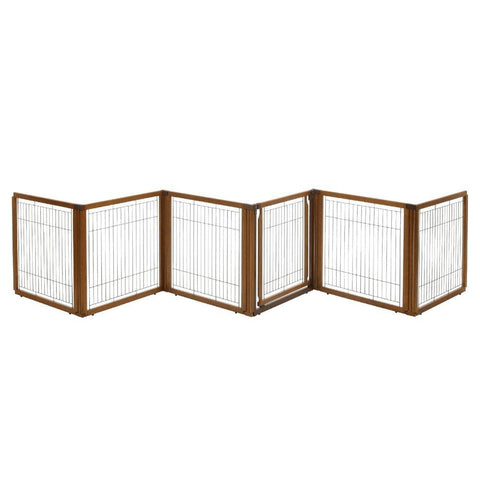 Image of Richell USA 3-In-1 Convertible Elite Pet Gate- 4 or 6 Panel- Wooden Finish