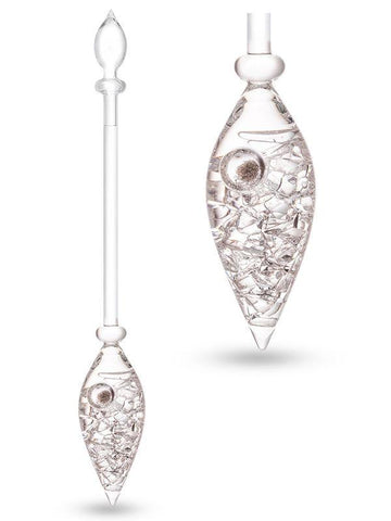 Image of Stainless Steel Glass Diamonds GemWater Dispenser Fountain Decanter With Ayurvedic Healing Gem Vial,Faucet, Stainless Steel Lid & Glass Stand