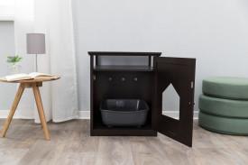 Image of Trixie Pet Standard Wood Litter Box Enclosure with Top Shelf, Brown