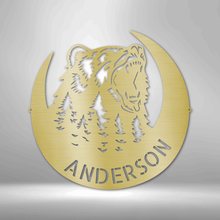 Personalized Roaring Bear Monogram - Custom Steel Sign- Father's Day- Cabin - Cottage Sign