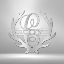 Personalized Custom Antler Monogram - Steel Sign