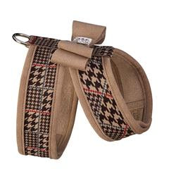 Image of Susan Lanci Designs Chocolate Glen Houndstooth Tinkie Harness with Trim and Big Bow