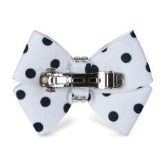 Image of Susan Lanci Designs Polka Dot Nouveau Bow Hair Bow-Single Black & White Polka Dot