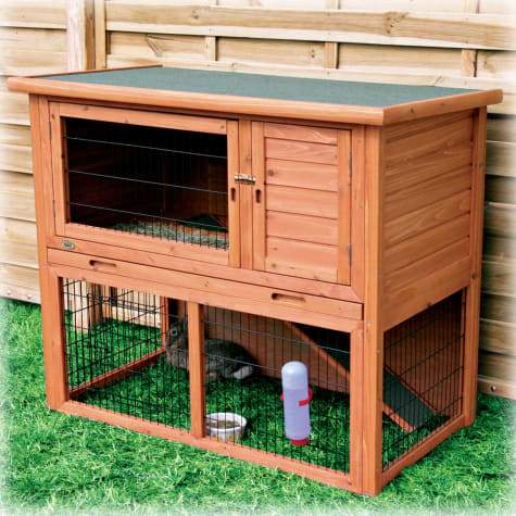 Trixie Natura Small Animal Hutch with Sloped Roof And Outdoor Run