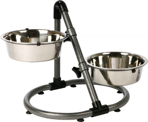 Image of Trixie Pet Adjustable, Elevated Dog Bowls, Stainless Steel, Height to 15 in