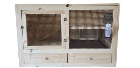Image of Handcrafted Small Animal Wooden Hutch With Canopy- For Rabbits, Guinea Pigs, Gerbils, Chinchillas, Hedgehogs, Reptiles- XL