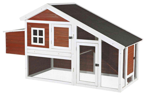 Image of Trixie Natura Chicken Coop with A View, Peaked Roof And Outdoor Run For 2-4 chickens