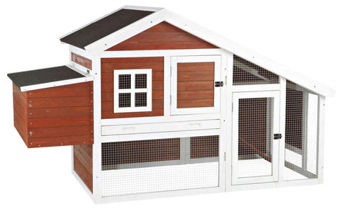 Image of Trixie Natura Chicken Coop with A View, Peaked Roof And Outdoor Run For 2-4 chickens