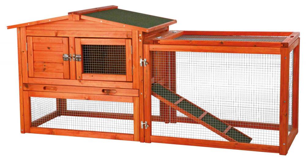 Trixie Natura Insulated Rabbit Hutch Peaked Roof and Run XS-Natural Glazed Wood