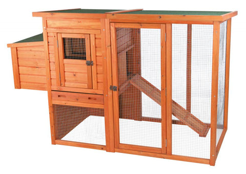 Image of Trixie Natura Chicken Coop 2-Story with Ramp and Outdoor Run