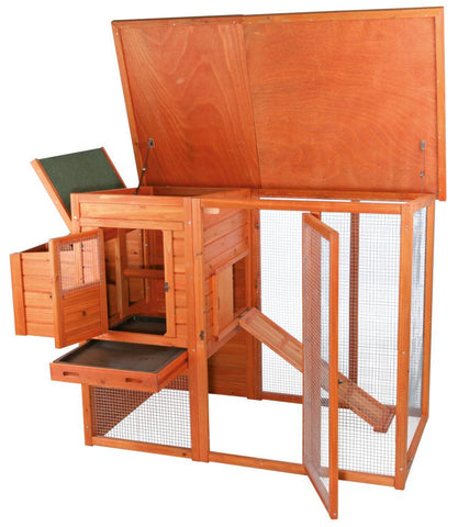Image of Trixie Natura Chicken Coop 2-Story with Ramp and Outdoor Run