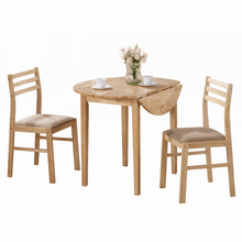 68" x 66.5" x 95" Natural Beige Foam Solid Wood Polyester Blend  3Pieces Dining Set