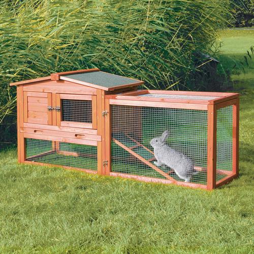 Trixie Natura Insulated Rabbit Hutch Peaked Roof and Run XS-Natural Glazed Wood