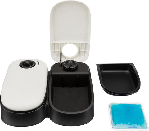 Image of Trixie Pet TX2 Automatic Food Dispenser, Dual Compartments, Dual Timer, Gray/Black