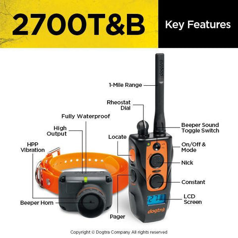 Image of Dogtra 2700 T&B 1-Mile Training & Beeper Collar For 1 Dog