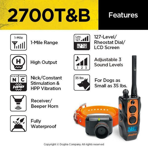 Image of Dogtra 2700 T&B 1-Mile Training & Beeper Collar For 1 Dog