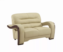 36" Glamorous Beige Leather Loveseat