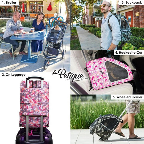 Image of Petique 5-in-1 Pet Stroller (Complete Set with Pet Carrier and Stroller Frame)