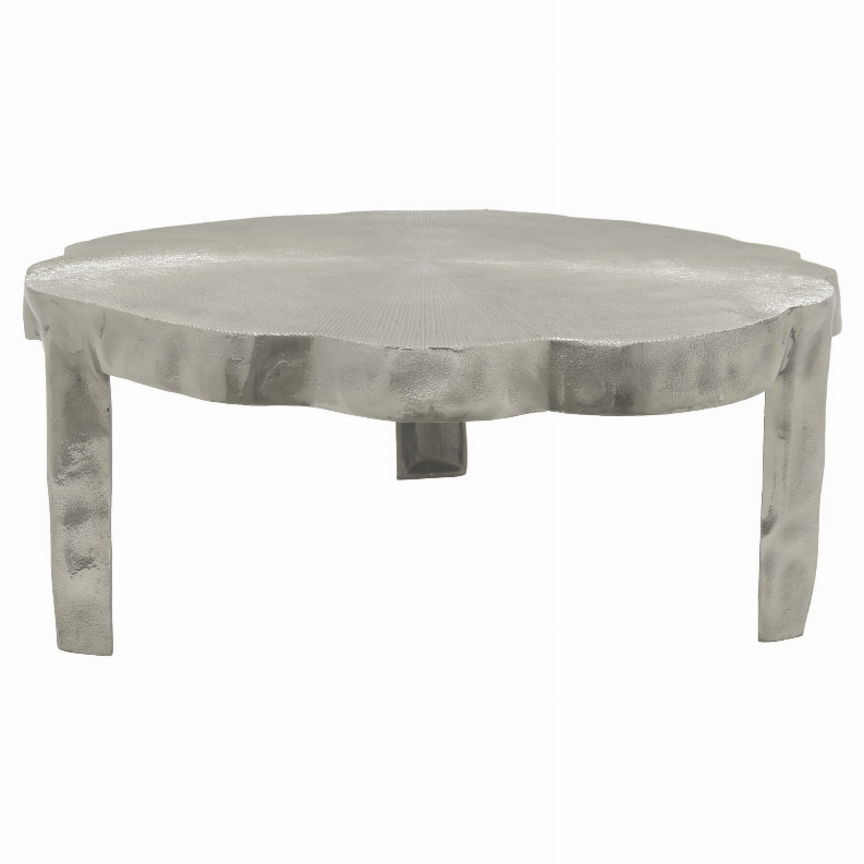Plutus Brands Metal Table Round in Silver Metal