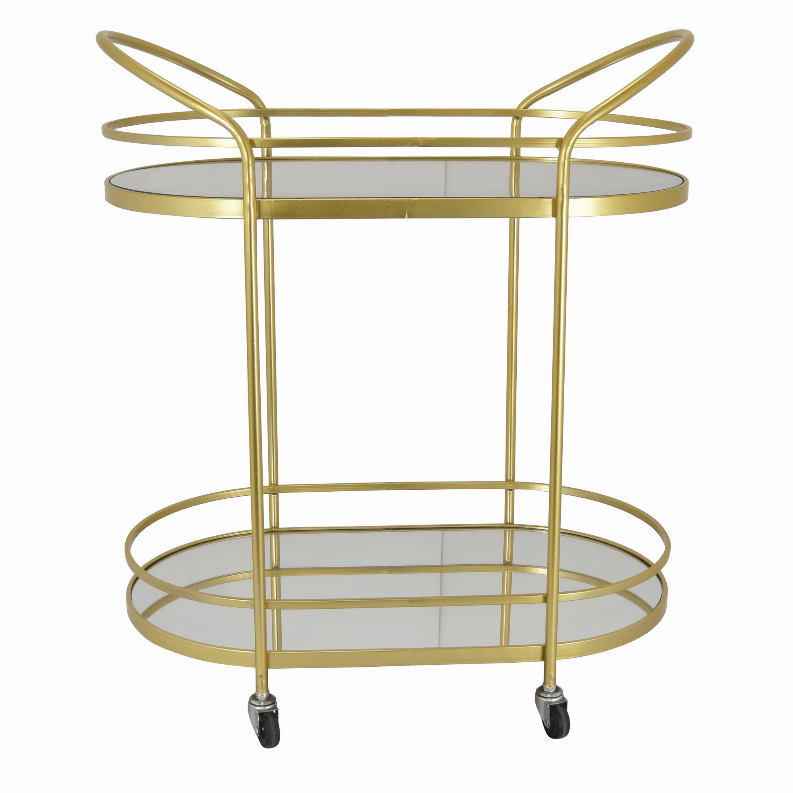 Plutus Brands Metal Mirrored Plant Stand in Gold Metal