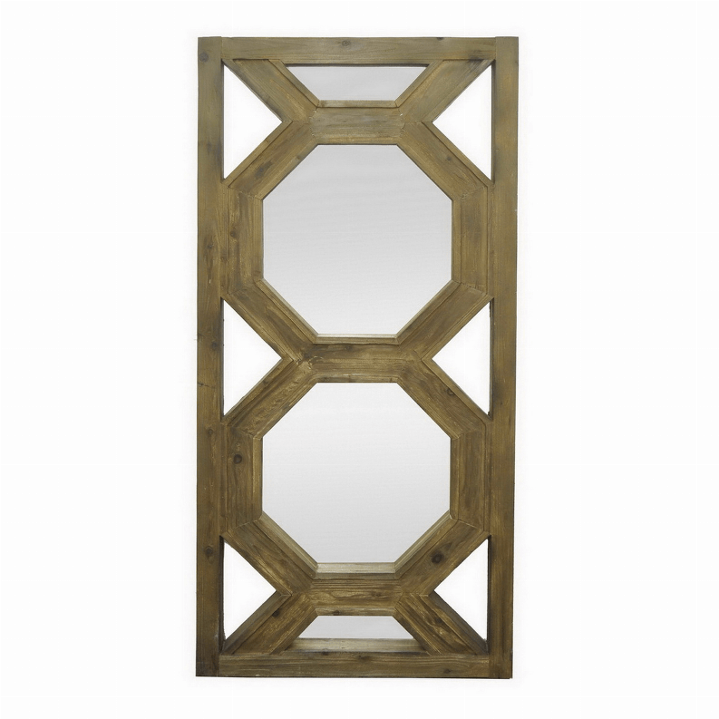 Plutus Brands Wall Mirror Decoration in Brown Wood