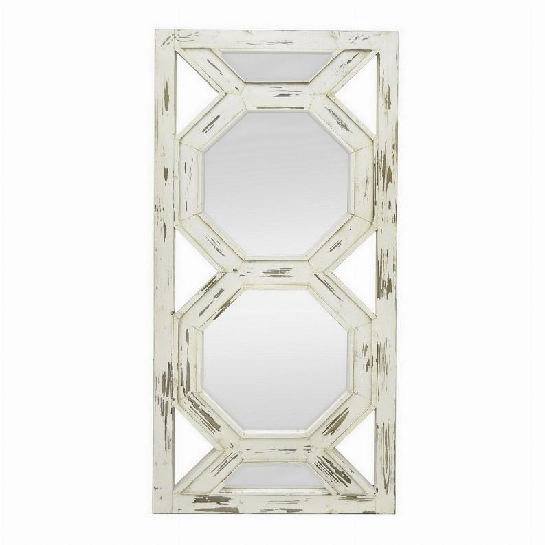 Plutus Brands Wall Mirror Decoration in White Wood