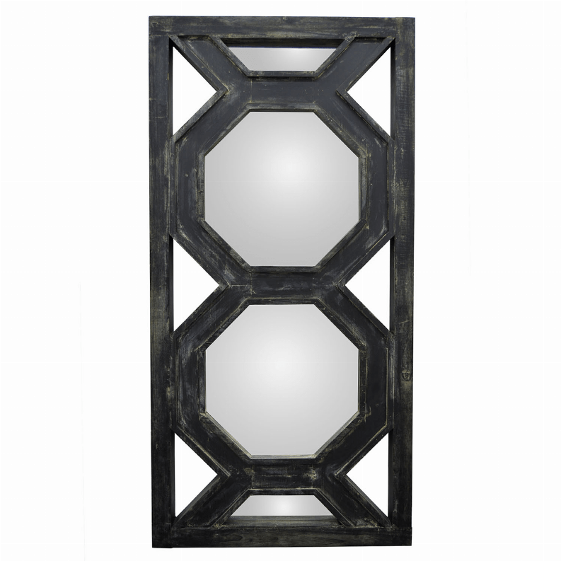 Plutus Brands Wall Mirror Decoration in Black Wood
