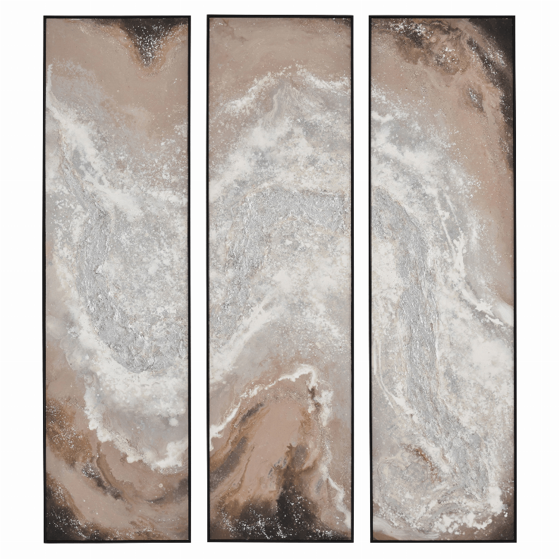 Plutus Brands Painting With Frame in Brown Natural Fiber Set of 3