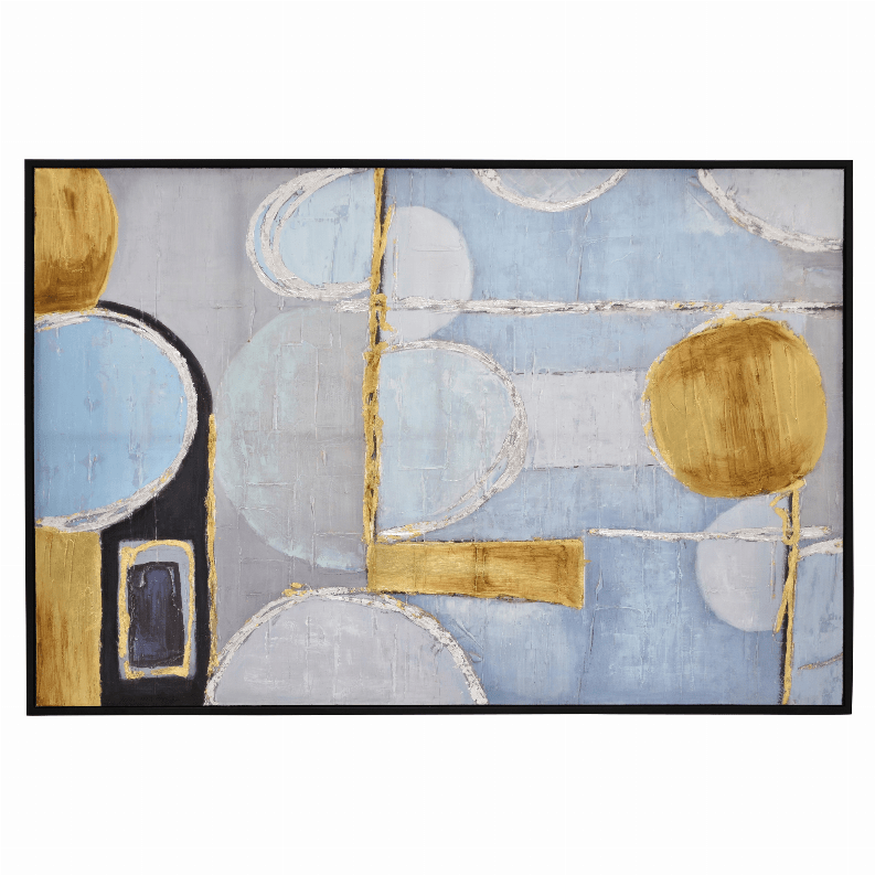 Plutus Brands Painting With Frame-oil On Canvas in Blue Natural Fiber