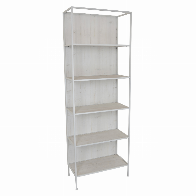 Plutus Brands Metal With Wood Plant Stand in White Metal