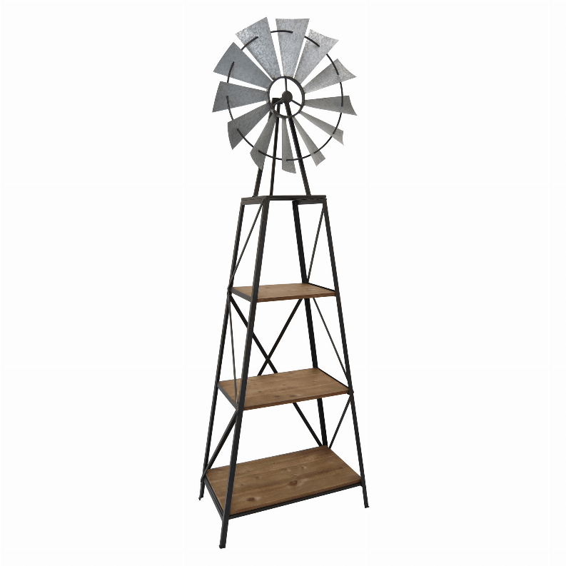 Plutus Brands Windmill Decoration in Gray Metal
