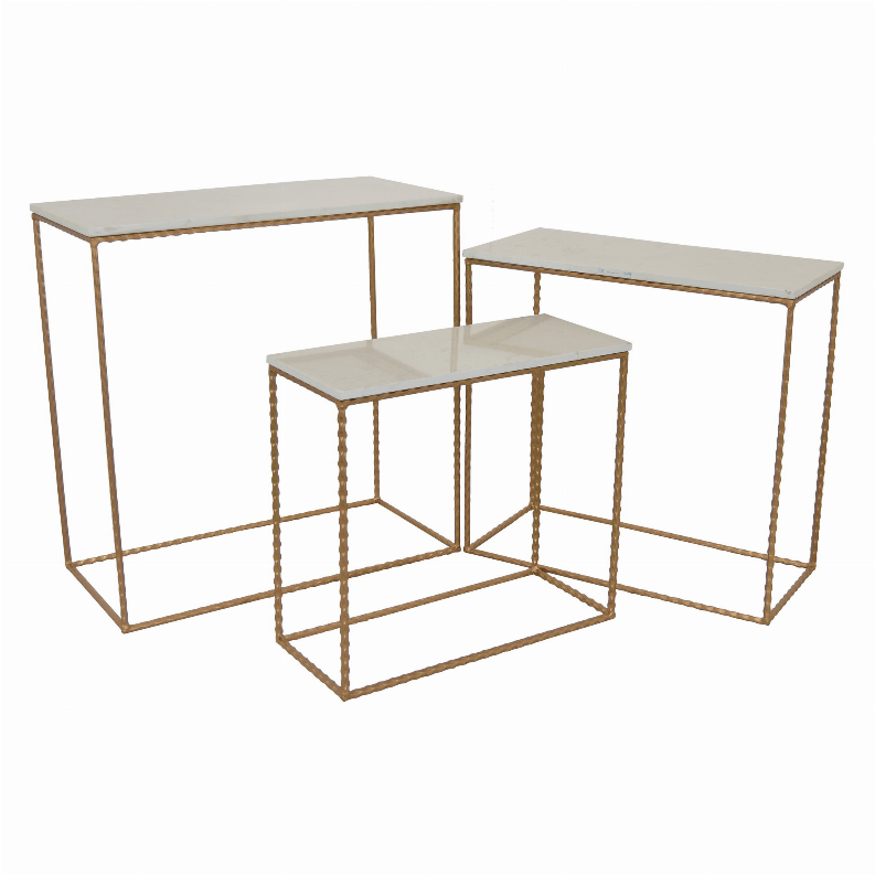 Plutus Brands Planter Stand in Gold Metal Set of 3