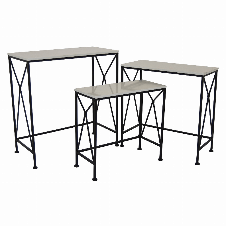 Plutus Brands Planter Stand in Black Metal Set of 3