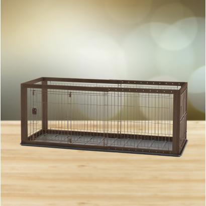 Image of Richell Expandable Pet Crate Dogs Cats Play Pen Small Dark Brown