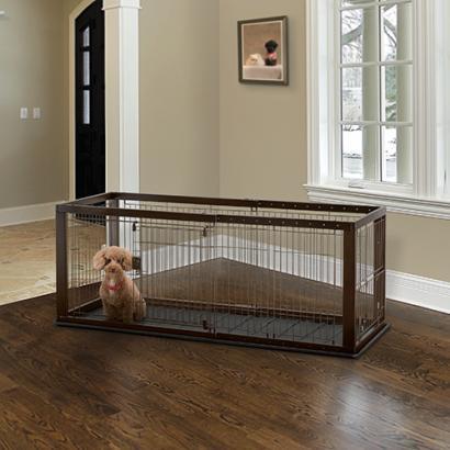 Image of Richell Expandable Pet Crate Dogs Cats Play Pen Small Dark Brown