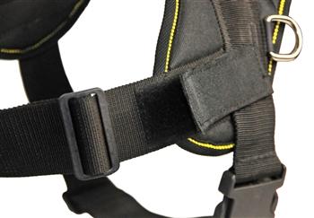 Image of DT Fun Dog Harness Nylon Harness For Small To Extra Large Dogs- Black With Yellow Trim