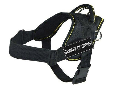 Image of DT Fun Dog Harness Nylon Harness For Small To Extra Large Dogs- Black With Yellow Trim