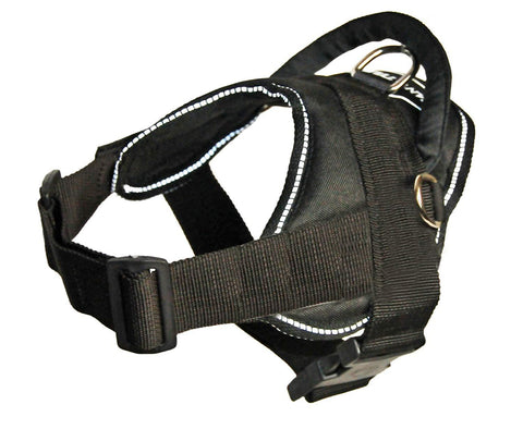 Image of Working Dog Nylon DT Harness For Extra Extra Small To Extra Large Dogs Black With Reflective Trim