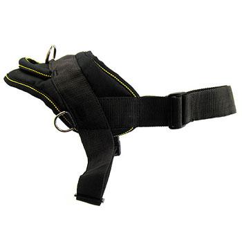 Image of Nylon Harness For Extra Extra Small To Extra Large Dogs Black With Yellow Trim