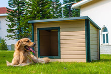 New Age Pet® Garden Rustic Lodge Dog House With Green Trim