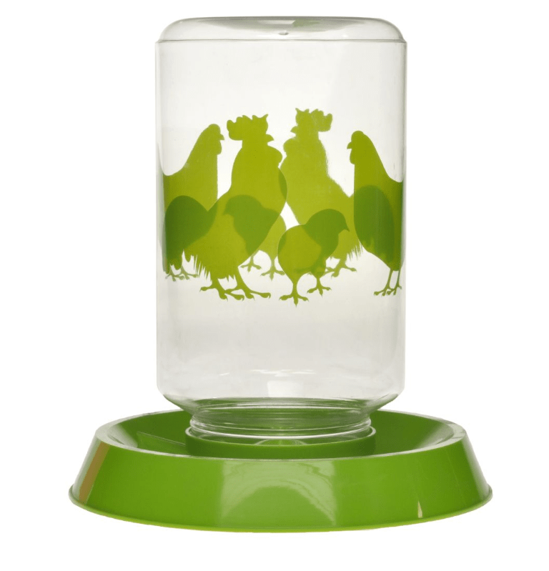 LIXIT® Clear Plastic Chicken Feeder/ Drinker 128 Oz, Green