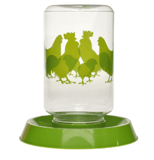 LIXIT® Clear Plastic Chicken Feeder/ Drinker 128 Oz, Green