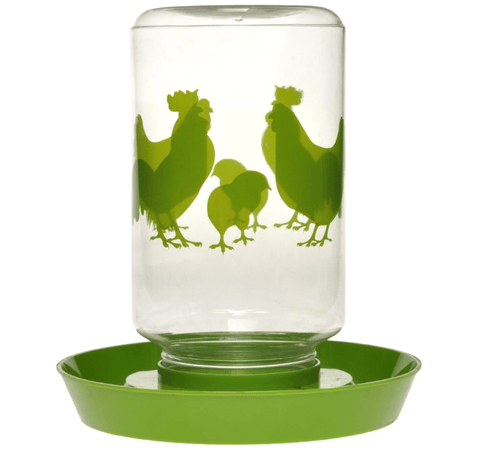 LIXIT® Clear Plastic Chicken Feeder/ Drinker 128 Oz, Green