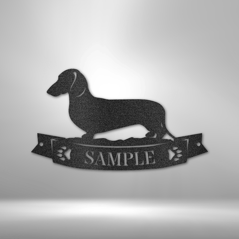 Image of Custom Dachshund Banner Monogram - Steel Sign- Gifts For Him/Her/Mom/Dad For Garden, Home, Backyard